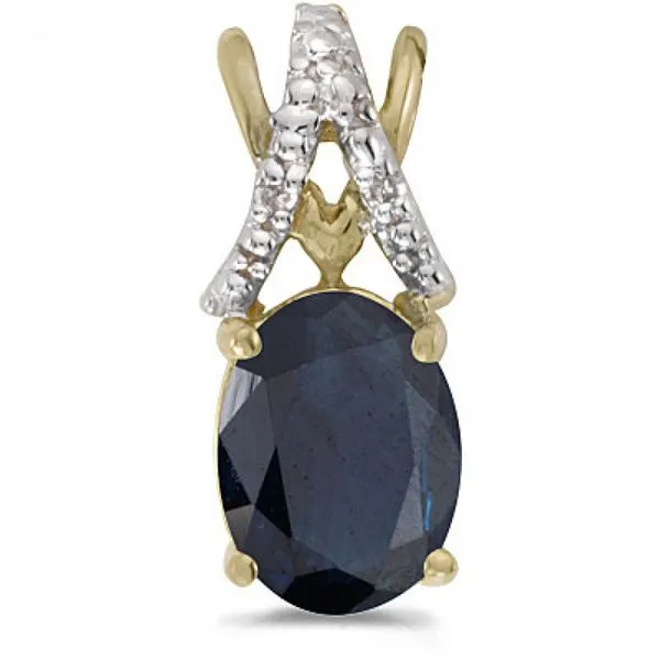 14k Yellow Gold Oval Sapphire And Diamond Pendant Ambassador Diamond Jewelers Tucson, AZ