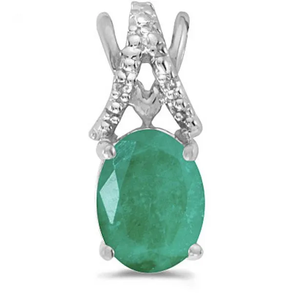 14k White Gold Oval Peridot And Diamond Pendant Ambassador Diamond Jewelers Tucson, AZ