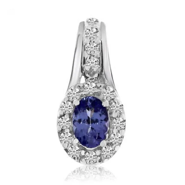 14K White Gold 6x4 Oval Tanzanite and Diamond Fashion Pendant J. Meredith Jewelers Delafield, WI