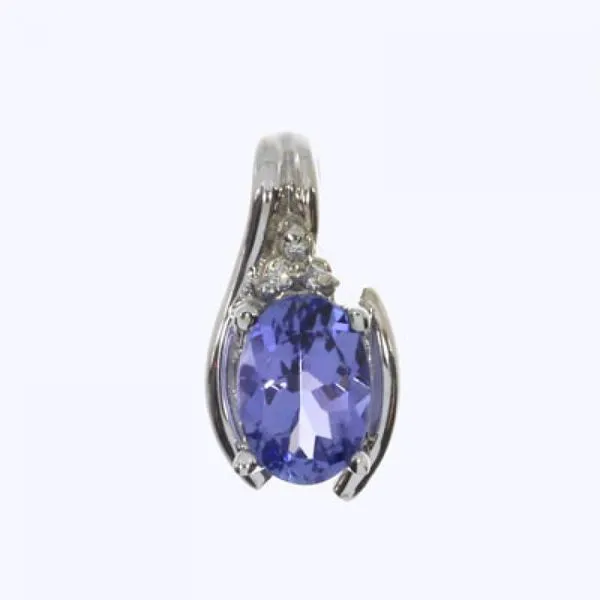 14K White Gold 7x5 Oval Tanzanite and Diamond Pendant Ambassador Diamond Jewelers Tucson, AZ