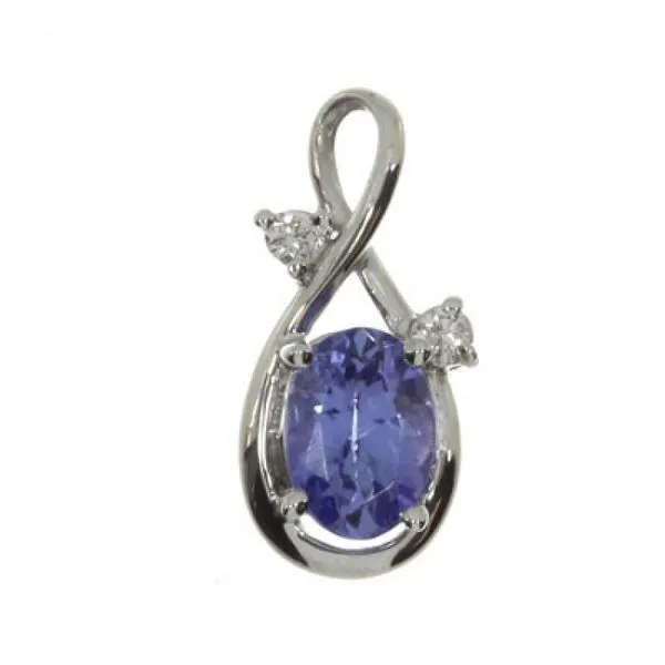 14K White Gold 7x5 Oval Tanzanite and Diamond Swirl Pendant Ambassador Diamond Jewelers Tucson, AZ