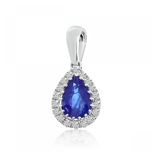 14k White Gold Precious Sapphire and Diamond Teardrop Pendant Ambassador Diamond Jewelers Tucson, AZ