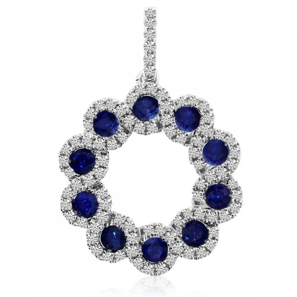 14K White Gold Precious Sapphire Round Ribbon Fashion Pendant Ambassador Diamond Jewelers Tucson, AZ