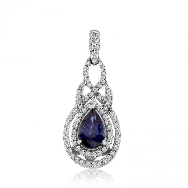 14K White Gold 7x5 mm Pear precious Sapphire and Diamond Precious Fashion Pendan Ambassador Diamond Jewelers Tucson, AZ