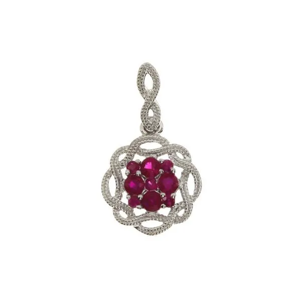 14K White Gold Ruby Braided Precious Fashion Pendant Ambassador Diamond Jewelers Tucson, AZ