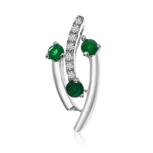 14K White Gold Precious Three Branch Emerald and Diamond Pendant Ambassador Diamond Jewelers Tucson, AZ