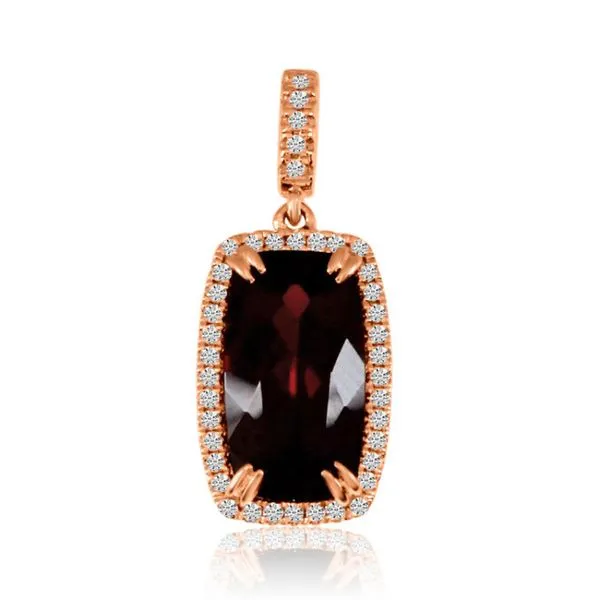 14K Rose Gold Octagon Cushion Garnet and Diamond Pendant Ambassador Diamond Jewelers Tucson, AZ