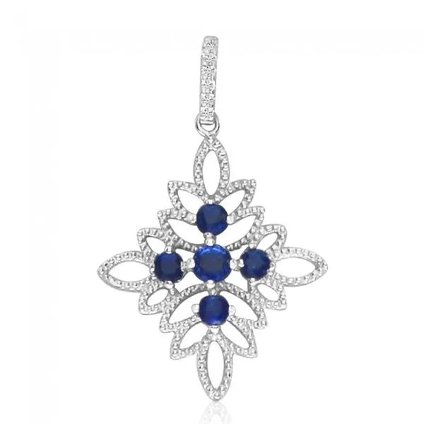 14K White Gold Precious Sapphire and Diamond Fashion Pendant Ambassador Diamond Jewelers Tucson, AZ