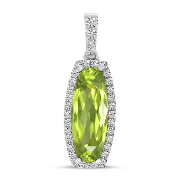 14K White Gold Oval Peridot with Diamond Pendant Clater Jewelers Louisville, KY