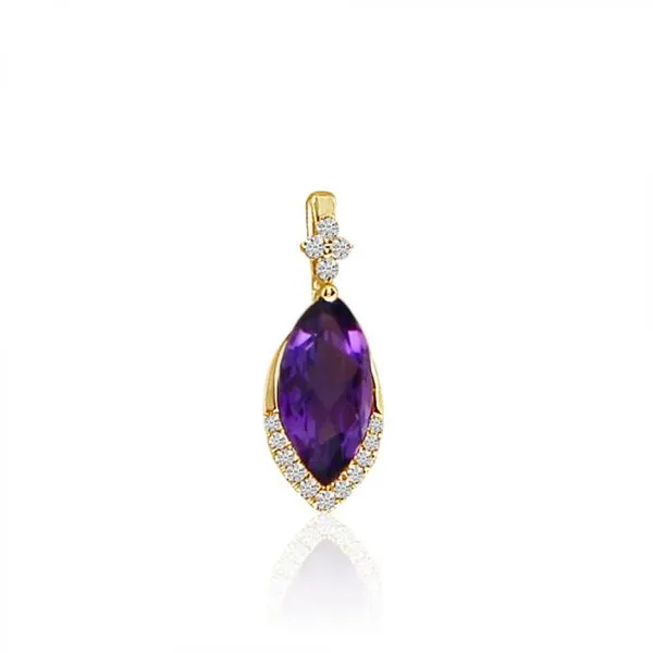 14K Yellow Gold Marquise Amethyst and Diamond Pendant Ambassador Diamond Jewelers Tucson, AZ