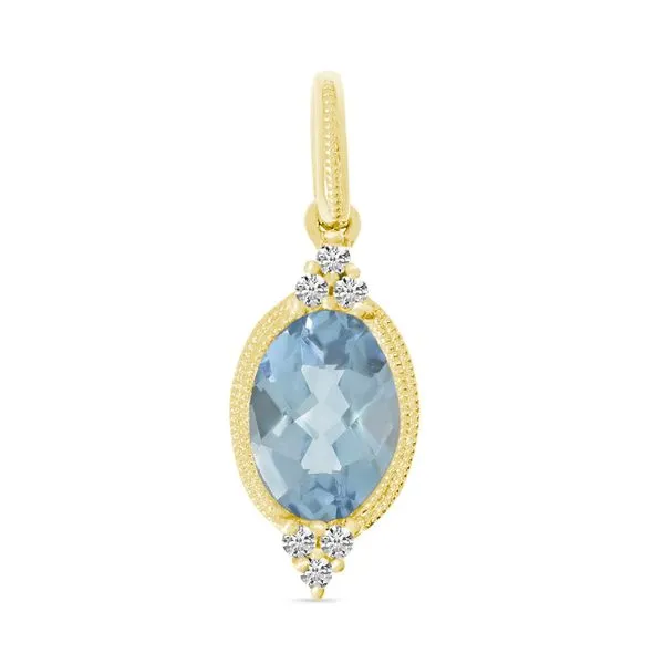 14K Yellow Gold Oval Aquamarine and Diamond Pendant Ambassador Diamond Jewelers Tucson, AZ