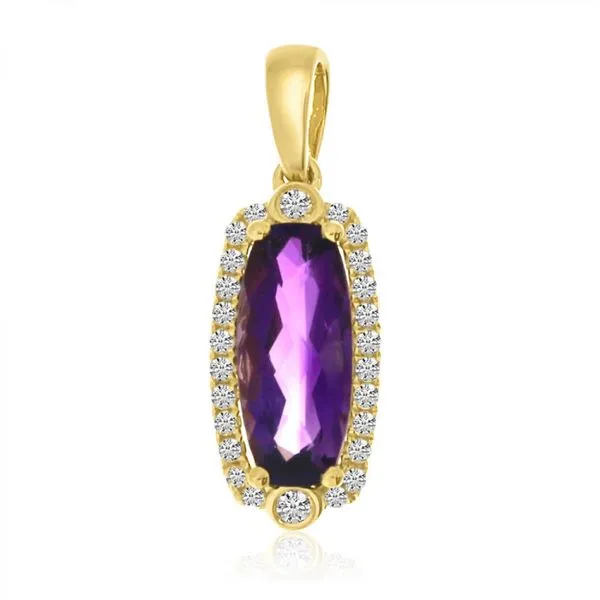 14K Yellow Gold Elongated Oval Amethyst and Diamond Pendant Ambassador Diamond Jewelers Tucson, AZ