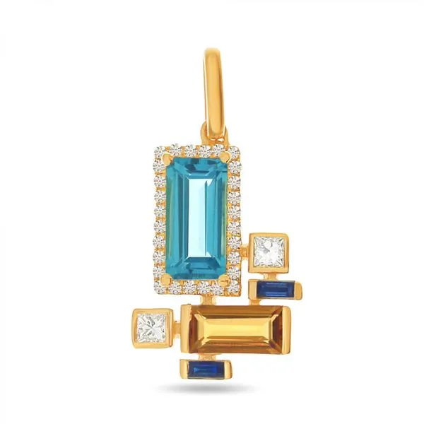 14K Yellow Gold Multi Stone Semi Precious, Precious and Diamond fashion Pendant Ambassador Diamond Jewelers Tucson, AZ