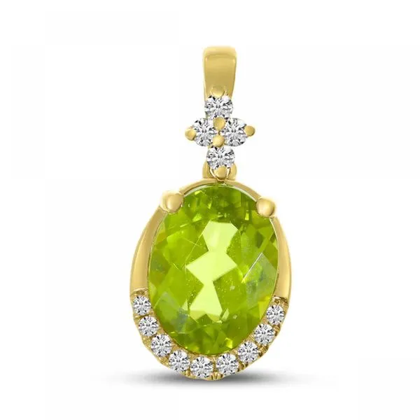 14K Yellow Gold Oval Peridot and Diamond Semi Precious Pendant Ambassador Diamond Jewelers Tucson, AZ