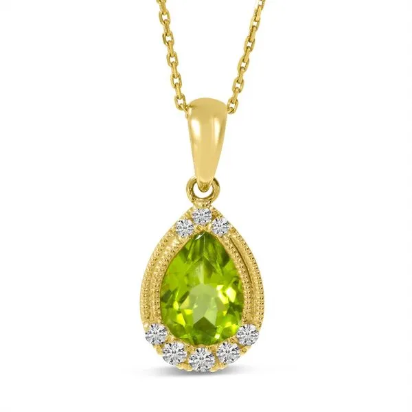 14K Yellow Gold Pear Peridot and Diamond Pendant Ambassador Diamond Jewelers Tucson, AZ