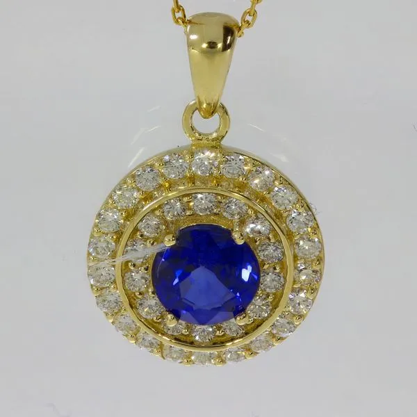 14K Yellow Gold Round Halo Precious Pendant Ambassador Diamond Jewelers Tucson, AZ