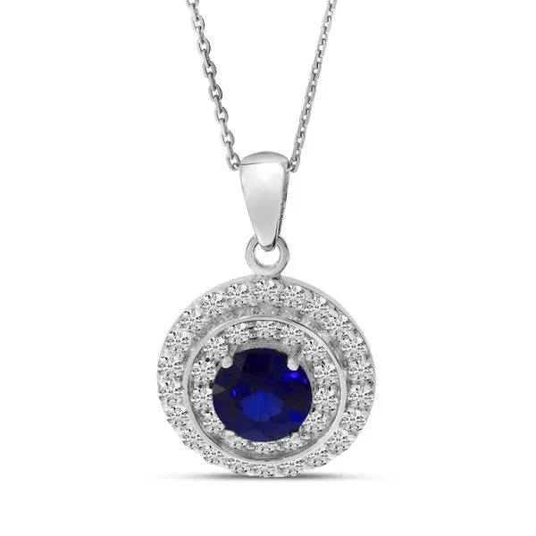 14K White Gold Round Halo Precious Pendant Ambassador Diamond Jewelers Tucson, AZ