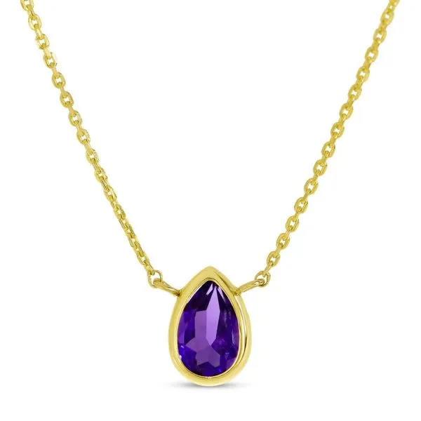 14K Yellow Gold Pear Amethyst Birthstone Necklace Ambassador Diamond Jewelers Tucson, AZ