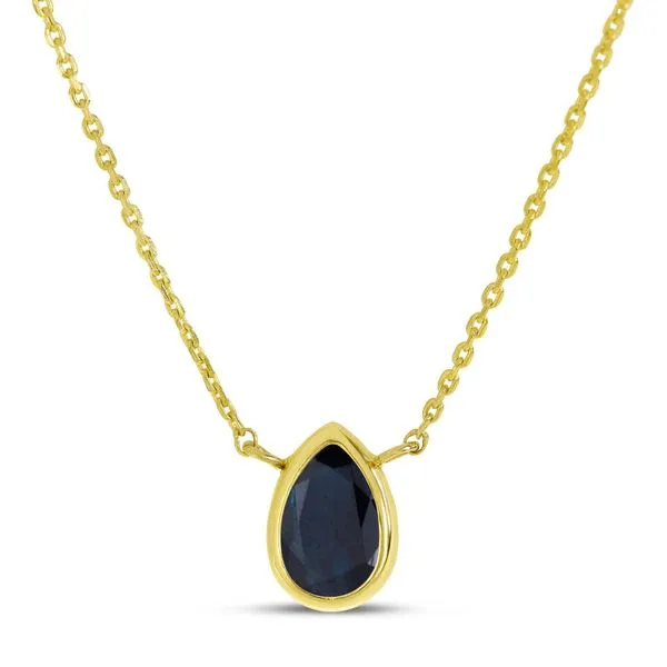 14K Yellow Gold Pear Sapphire Birthstone Necklace Ambassador Diamond Jewelers Tucson, AZ