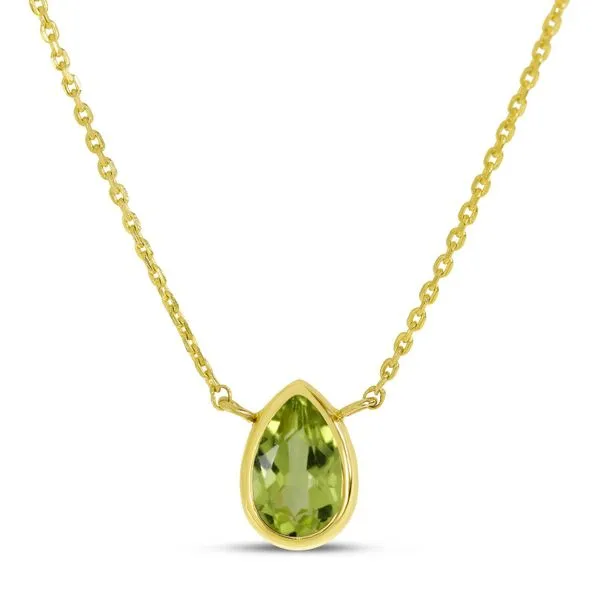 14K White Gold Pear Peridot Birthstone Necklace Ambassador Diamond Jewelers Tucson, AZ