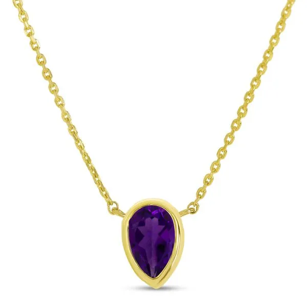 14K Yellow Gold Pear Amethyst Birthstone Necklace Ambassador Diamond Jewelers Tucson, AZ