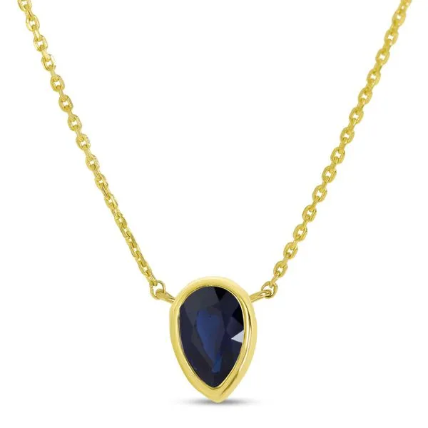 14K Yellow Gold Pear Sapphire Birthstone Necklace Ambassador Diamond Jewelers Tucson, AZ