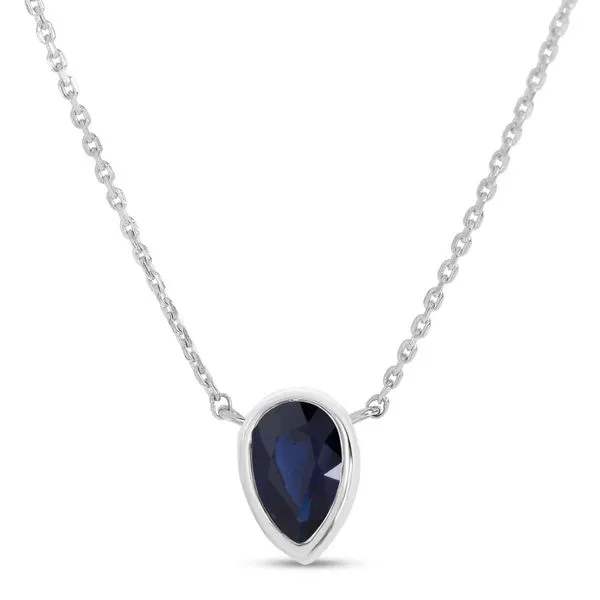 14K White Gold Pear Sapphire Birthstone Necklace Ambassador Diamond Jewelers Tucson, AZ