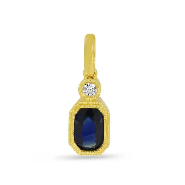 14K Yellow Gold Sapphire and Diamond Hexagon Millgrain Pendant Ambassador Diamond Jewelers Tucson, AZ