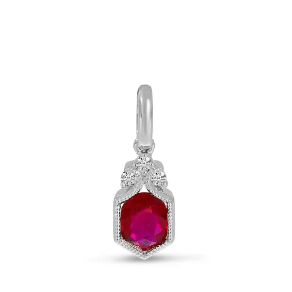 14K White Gold Ruby and Diamond Hexagon Millgrain Pendant Ambassador Diamond Jewelers Tucson, AZ