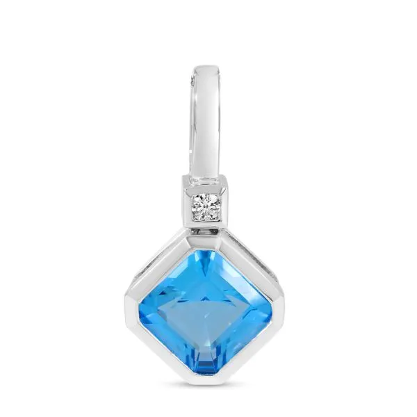14K White Gold Blue Topaz Octagon & Diamond Pendant Ambassador Diamond Jewelers Tucson, AZ