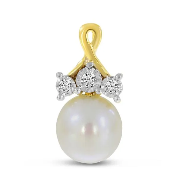 14K Yellow Gold Pearl and Diamond Crossover Pendant Ambassador Diamond Jewelers Tucson, AZ