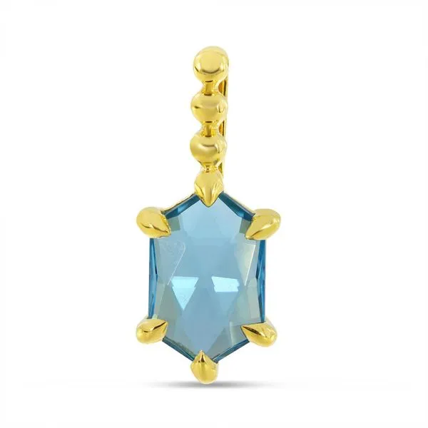 14K Yellow Gold Hexagon Blue Topaz  Beaded Pendant Rick's Jewelers California, MD
