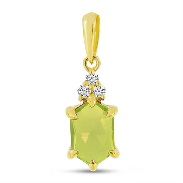 14K Yellow Gold Hexagon Peridot and Diamond Pendant Ambassador Diamond Jewelers Tucson, AZ