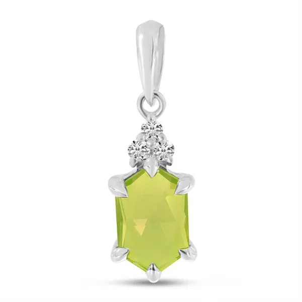 14K White Gold Hexagon Peridot and Diamond Pendant Dahlkemper's Jewelry Connection Erie, PA