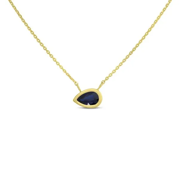 14K Yellow Gold Pear Sapphire East to West Birthstone Necklace Ambassador Diamond Jewelers Tucson, AZ