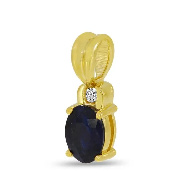 14K Yellow Gold Oval Sapphire & Diamond Precious Pendant Image 2 Ambassador Diamond Jewelers Tucson, AZ