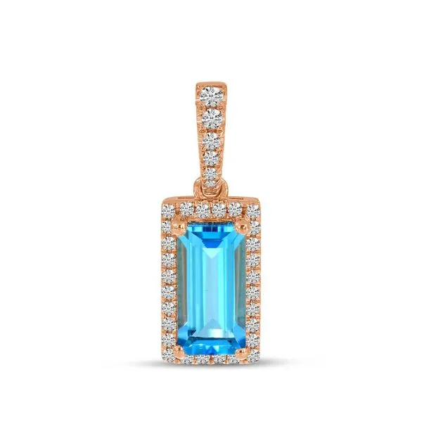 14K Rose Gold Emerald Cut Blue Topaz and Diamond Pendant Ambassador Diamond Jewelers Tucson, AZ