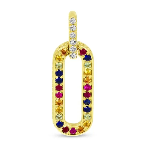 14K Yellow Gold Rainbow Sapphire & Diamond Link Pendant Ambassador Diamond Jewelers Tucson, AZ