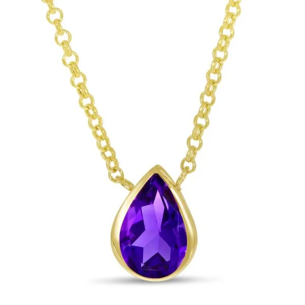 14K Yellow Gold Pear Amethyst 18 inch Rolo Necklace Ambassador Diamond Jewelers Tucson, AZ