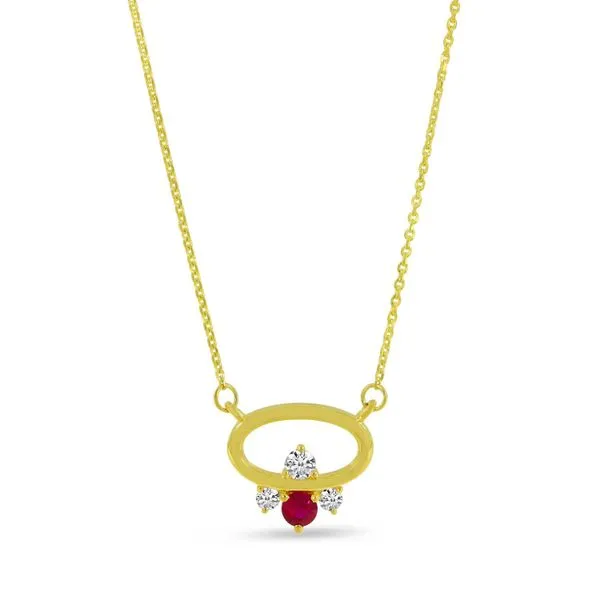 14K Yellow Gold Round Ruby and Diamond East to West Oval 18 inch Necklace Ambassador Diamond Jewelers Tucson, AZ