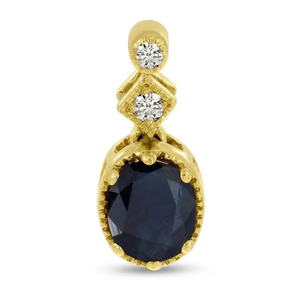 14K Yellow Gold Oval Sapphire and Diamond Pendant Rick's Jewelers California, MD