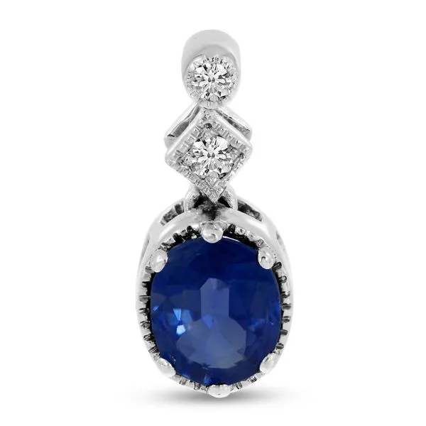 14K White Gold Oval Sapphire and Diamond Pendant Ambassador Diamond Jewelers Tucson, AZ