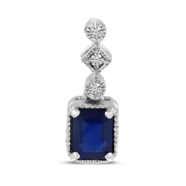 14K White Gold Emerald Cut Sapphire and Diamond Pendant Ambassador Diamond Jewelers Tucson, AZ