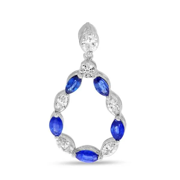 14K White Gold Marquise Sapphire and Diamond Teardrop Pendant Ambassador Diamond Jewelers Tucson, AZ