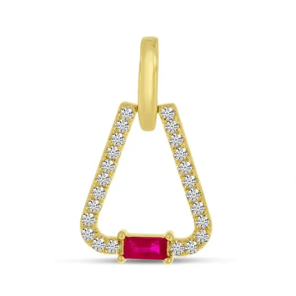 14K Yellow Gold Ruby & Diamond Open Triangle Pendant Ambassador Diamond Jewelers Tucson, AZ