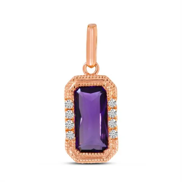 14K Rose Gold Octagon Amethyst and Diamond Pendant Ambassador Diamond Jewelers Tucson, AZ