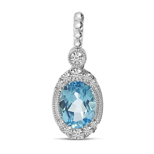 14K White Gold Blue Topaz Oval Ball Pendant Ambassador Diamond Jewelers Tucson, AZ