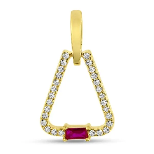 14K Yellow Gold Ruby and Diamond Triangle Pendant Ambassador Diamond Jewelers Tucson, AZ