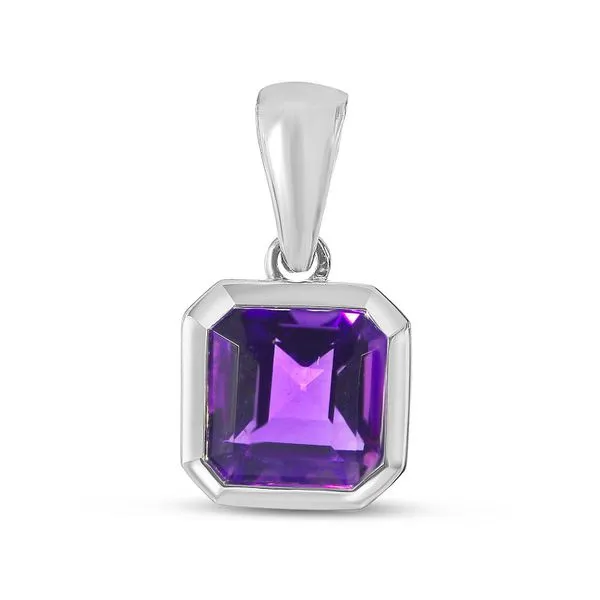 14K White Gold Octagon Amethyst Pendant Ambassador Diamond Jewelers Tucson, AZ