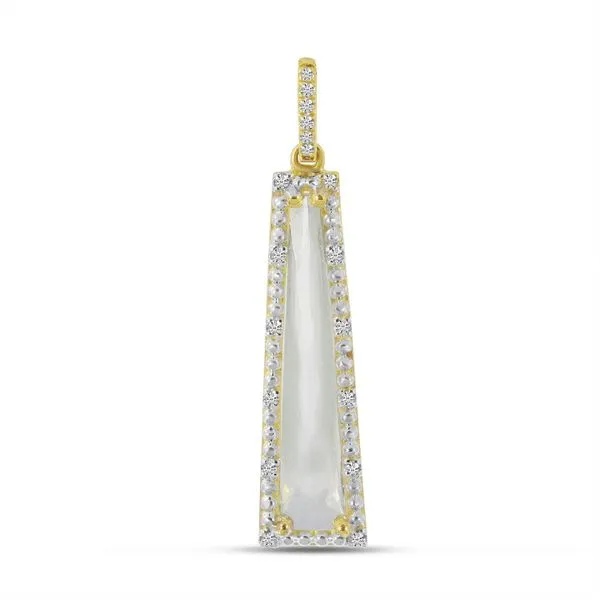 14K Yellow Gold Trapezoid Cut White Topaz and Diamond Pendant Ambassador Diamond Jewelers Tucson, AZ